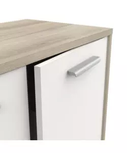 MOBILE BIANCO E QUERCIA CON 2 ANTE E  4 CASSETTI, 113X84X36 CM
